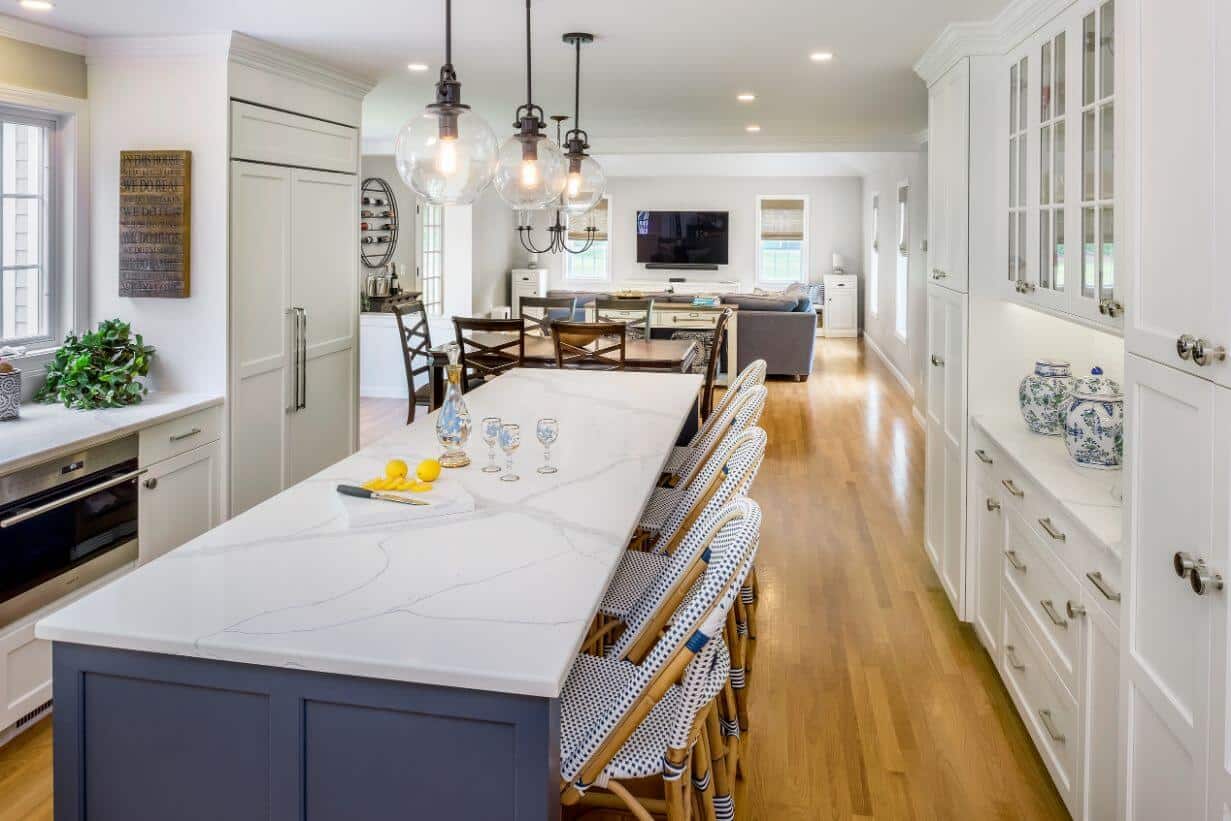 Kitchen remodel with blue island open concept rhode island